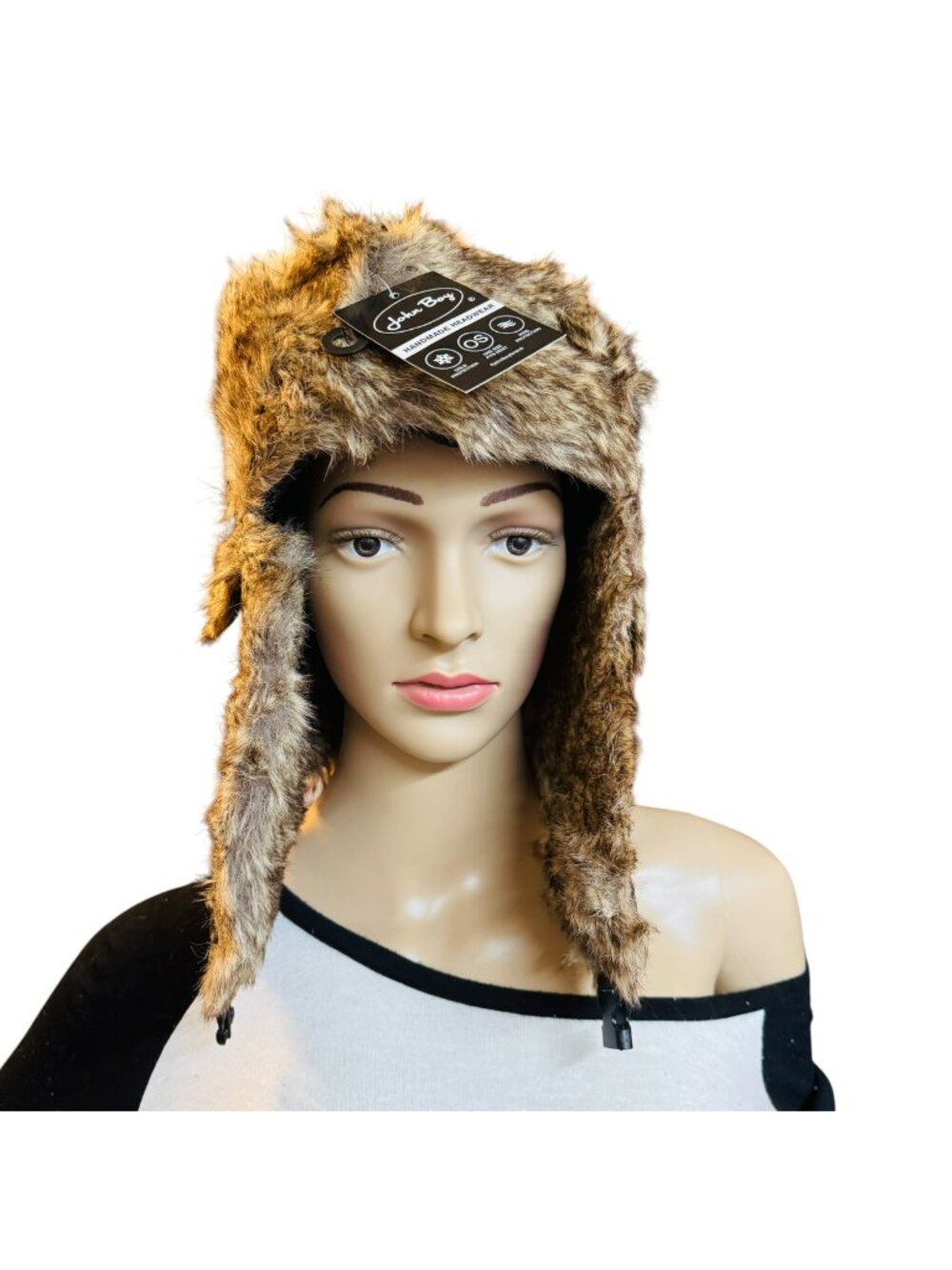 John Bay Faux Fur-Lined Trapper Hat Camo Print Adjustable Ear Flaps Warm Winter